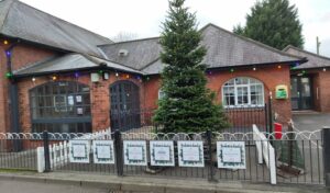 Picture of the tree outside the Coronation Hall in Owsten Ferry. 
